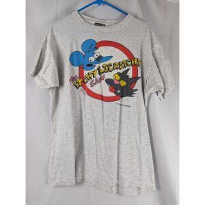 VTG 1992 Simpsons Itchy & Scratchy Show Shirt Grey Sz. XL Creative Images Rare
